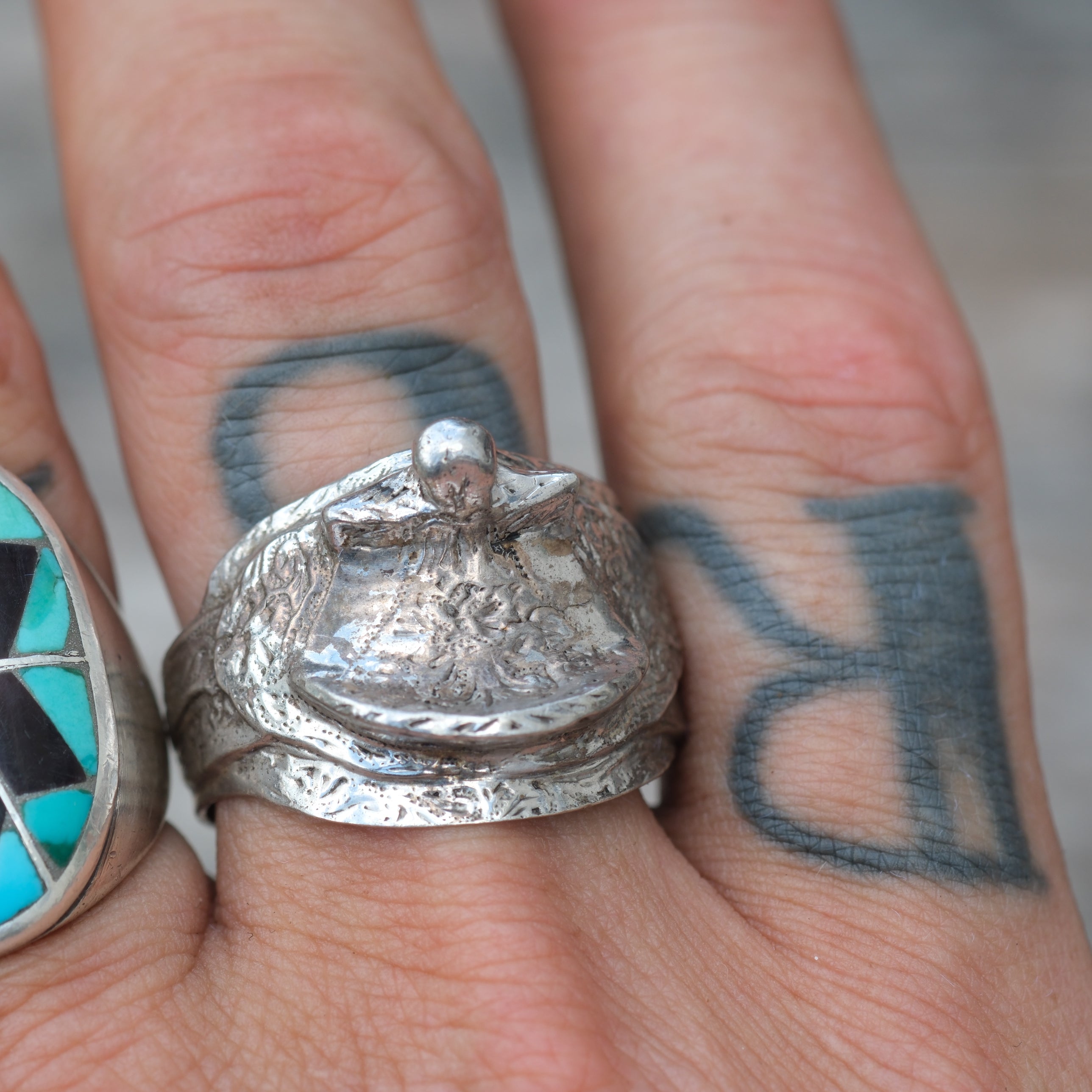 Vintage Sterling Silver Saddle Ring 12.75