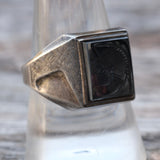 Vintage Sterling Hematite Centurion Ring 9.75