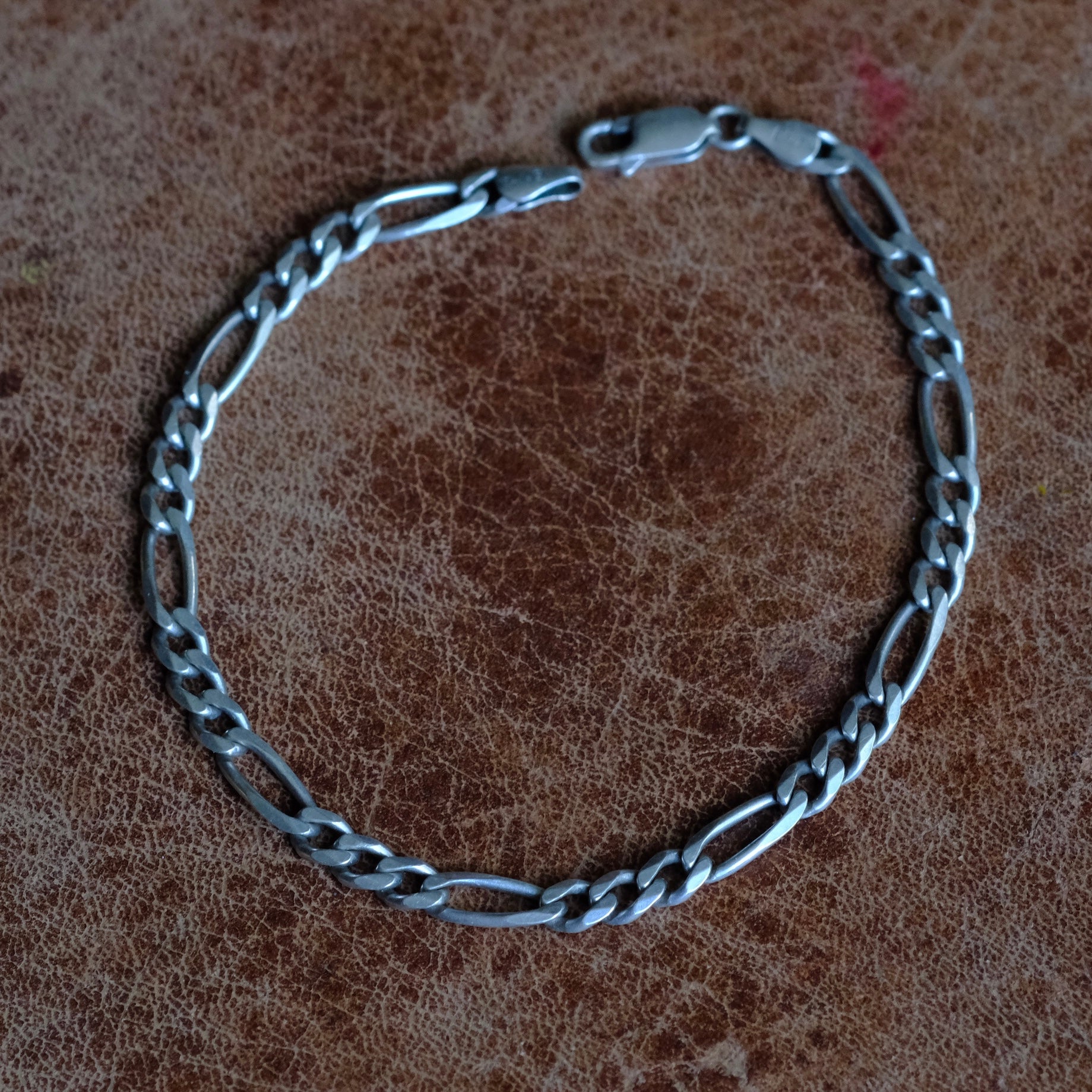 Vintage Sterling Silver Figaro Chain Bracelet