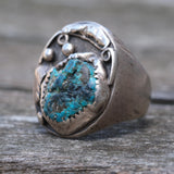 Vintage Sterling Turquoise Feather Ring 9.5