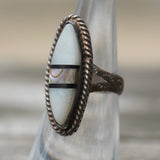Vintage Sterling MOP Inlay Ring 6
