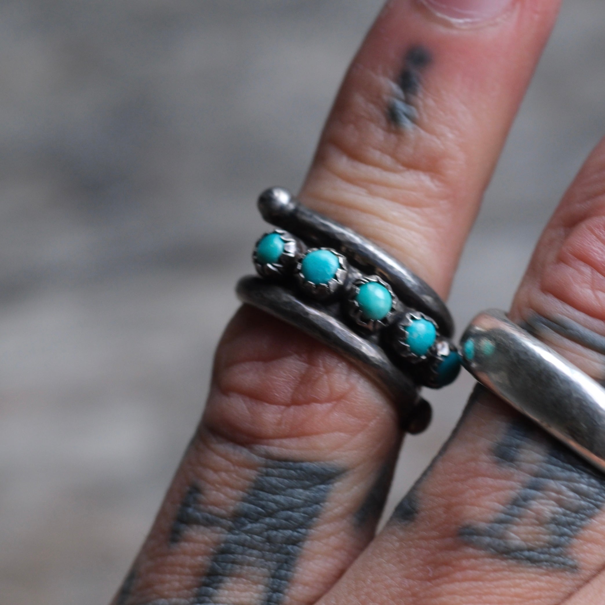 Vintage Sterling Turquoise Band 4.75