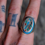 Vintage Sterling Inlaid Blue Jay Ring 10