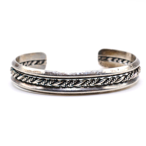 Vintage Sterling Silver Braided Cuff Bracelet 6.25"