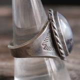 Vintage Sterling Agate Stamped Band Ring 9.75