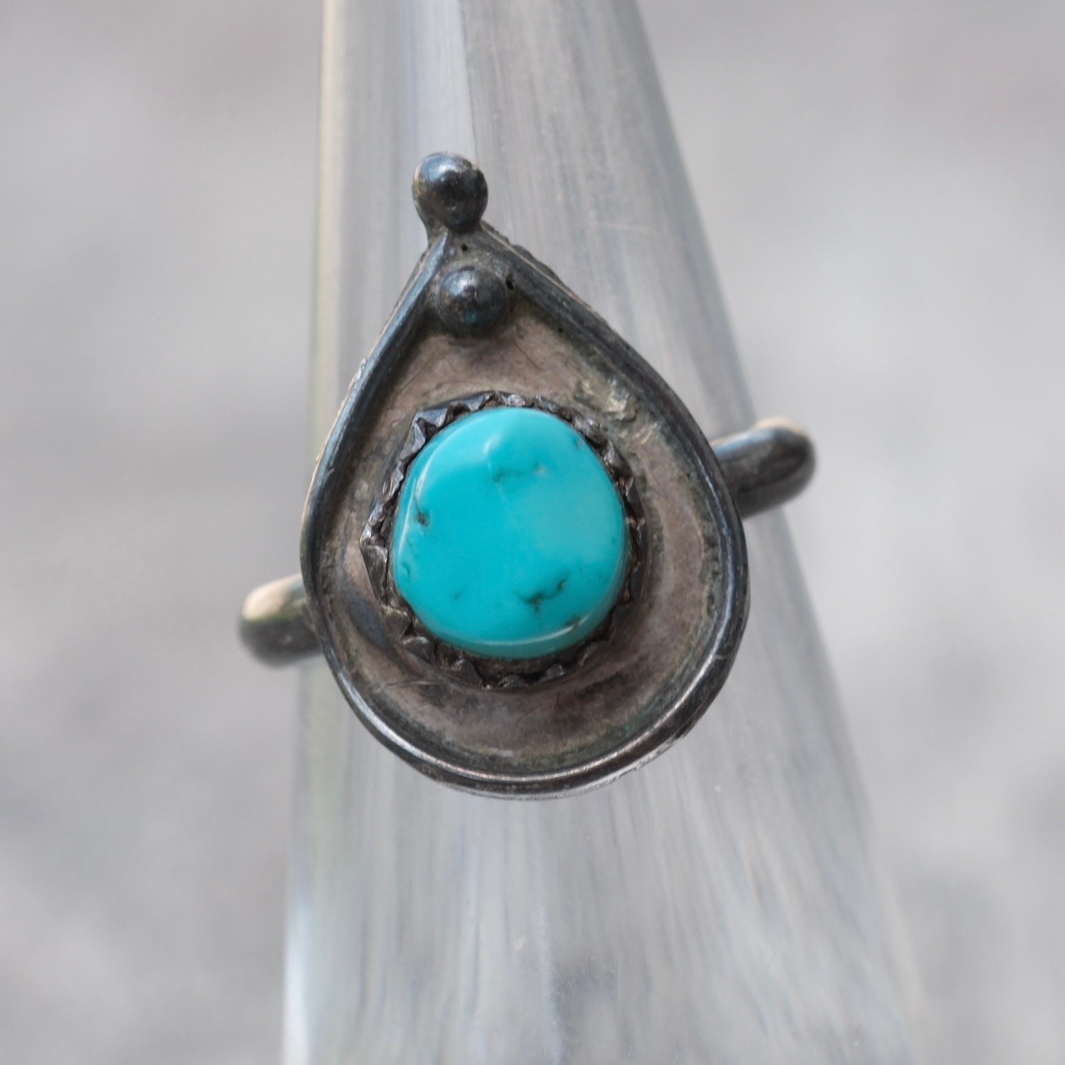Vintage Sterling Turquoise Ring 4.5