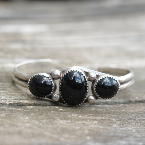 Vintage Sterling Onyx Cuff