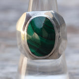 Vintage Sterling Malachite Ring 8.75