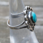 Vintage Sterling Turquoise Roper Ring 5