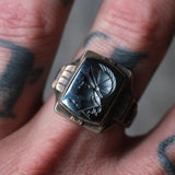 Vintage Sterling Hematite Centurion Signet Ring  8