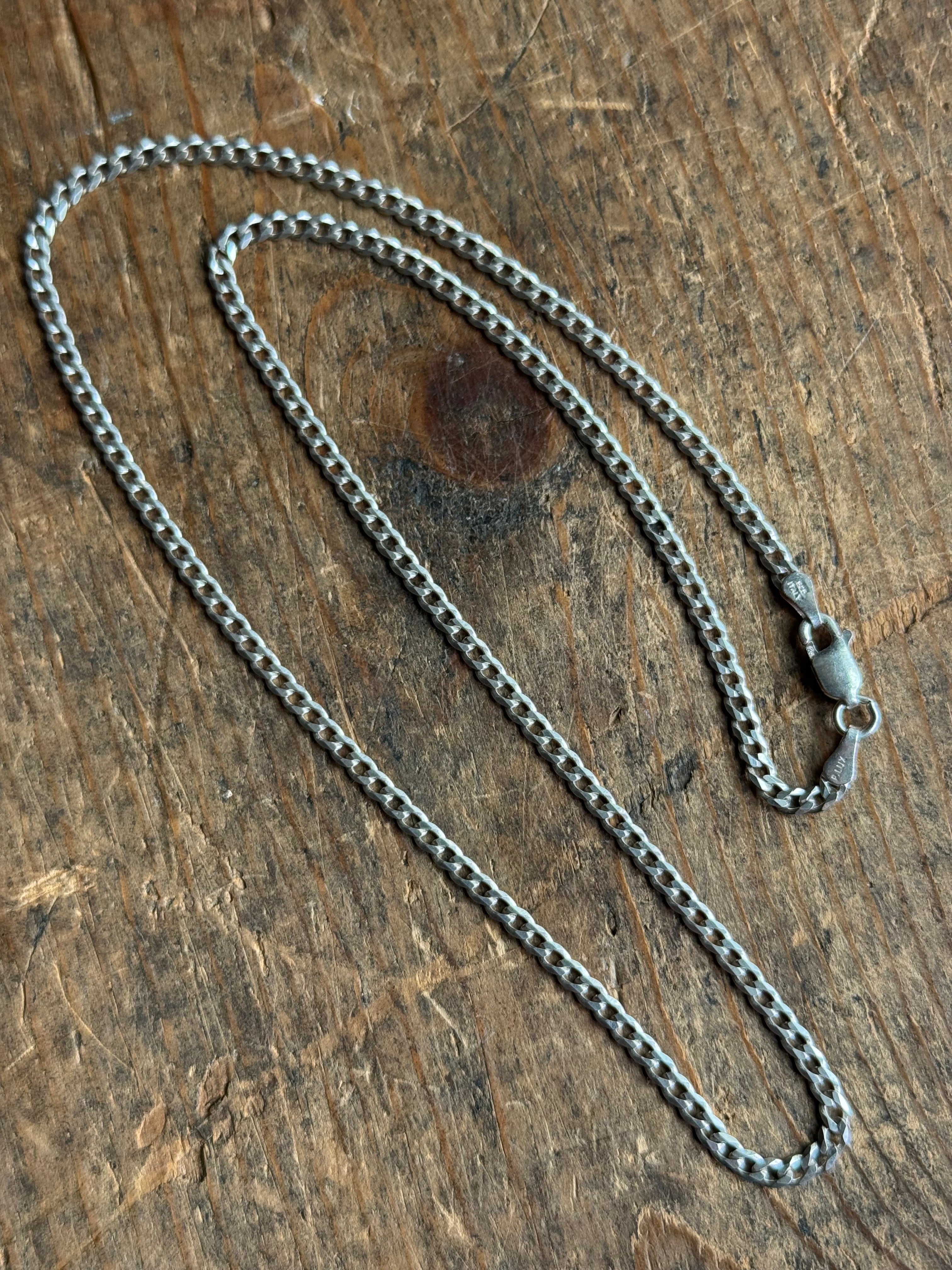 Vintage Sterling Silver 18” Flat Curb Chain