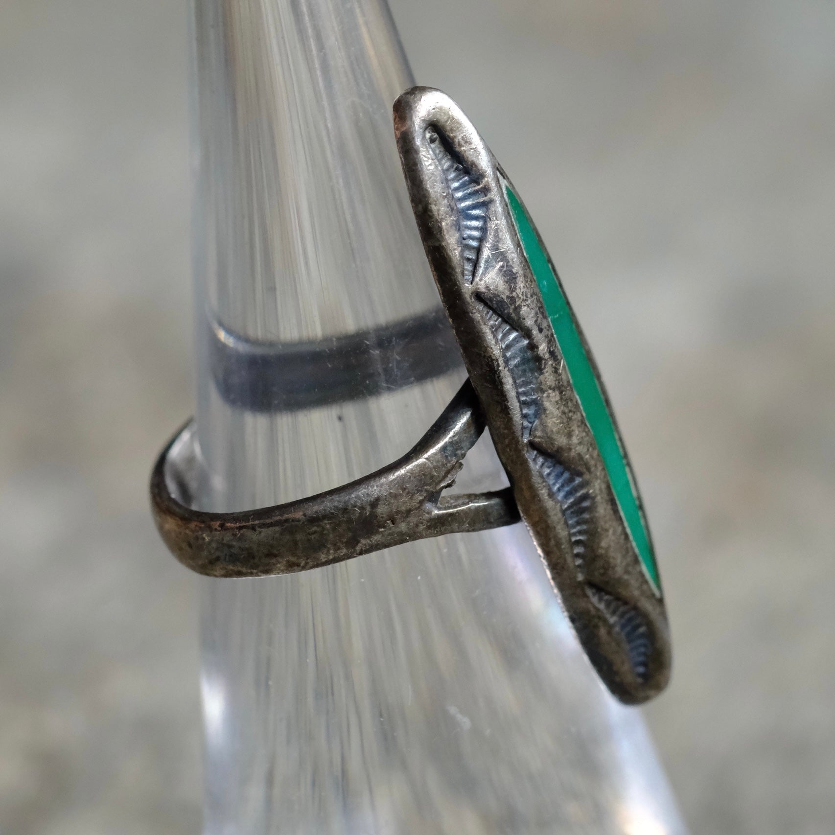 Older Vintage Sterling Turquoise Inlay Ring 4