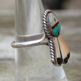 Vintage Sterling Zuni Inlay Ring 6.75