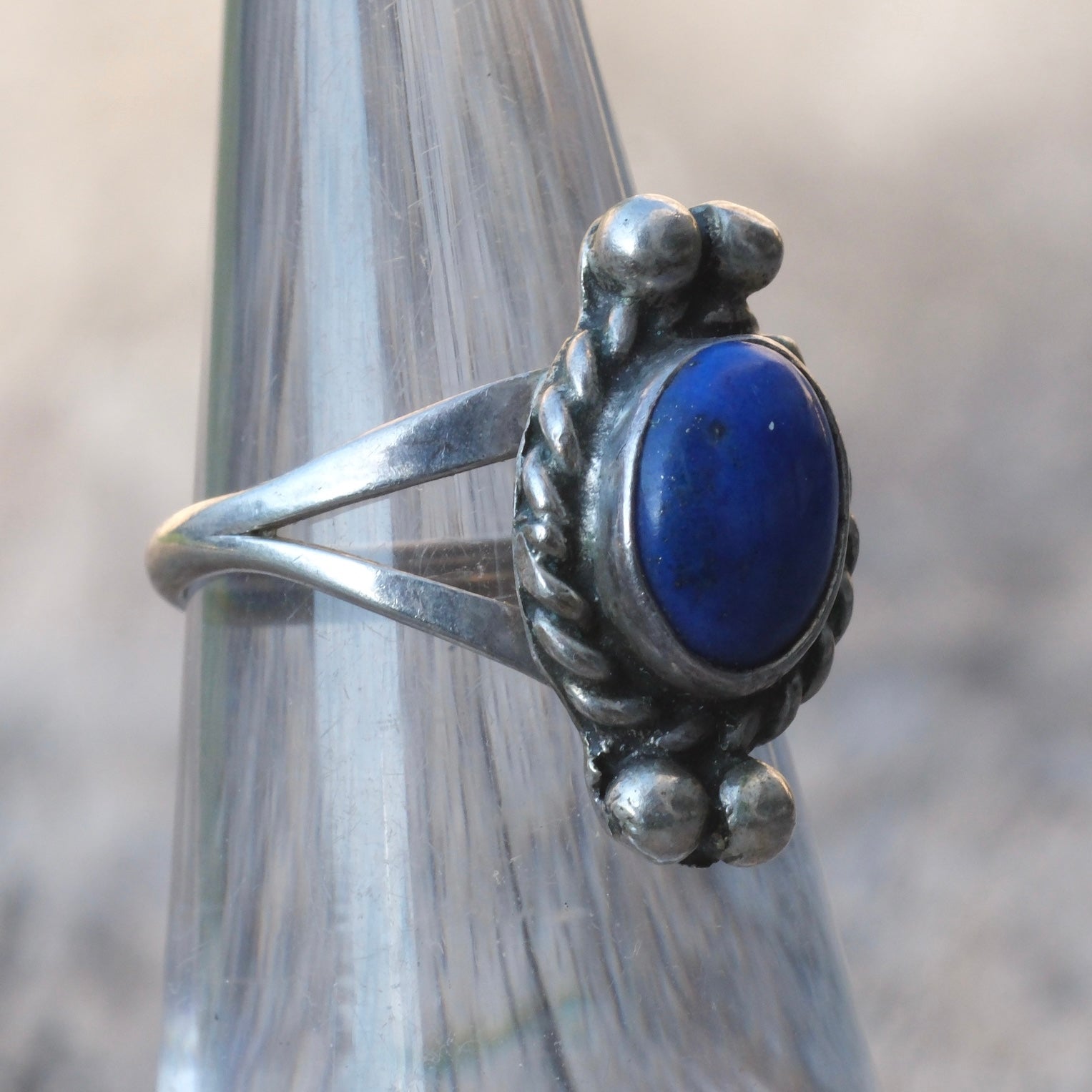 Vintage Sterling Lapis Ring 4.75
