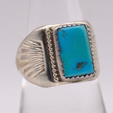 Vintage Sterling Turquoise Stamped Band Ring 8.25