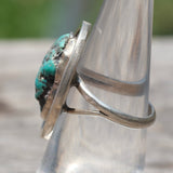 Vintage Sterling Turquoise Roper Ring 6