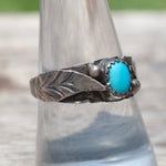 Vintage Sterling Turquoise Feather Band 8.75