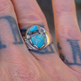 Vintage Sterling 2-Stone Turquoise Ring 9