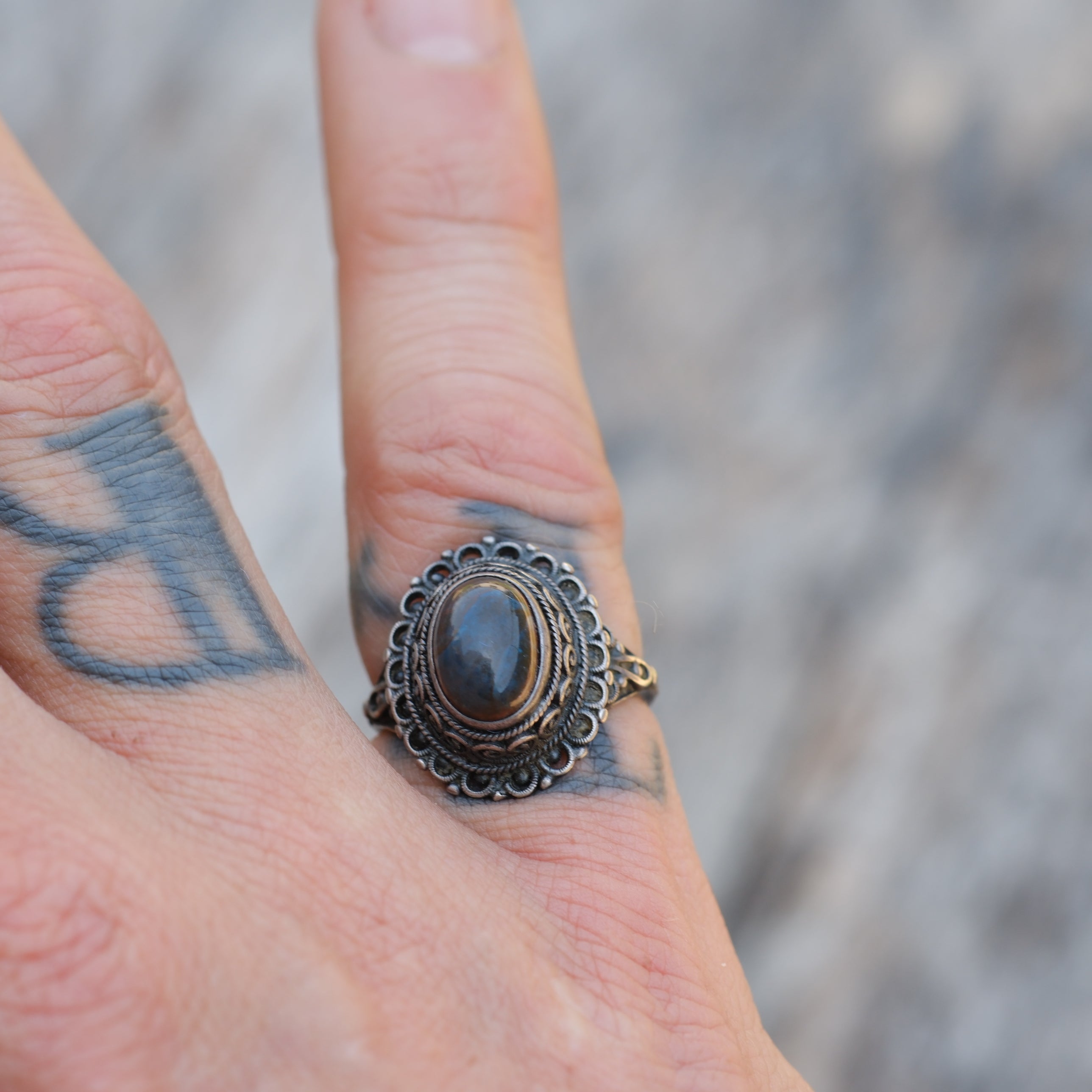 Vintage Sterling Jasper Ring 4.75