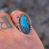 Vintage Sterling Turquoise Roper Ring 6.5