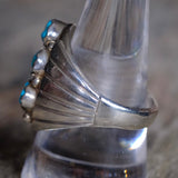 Vintage Sterling 5-Stone Turquoise Cluster Ring 10.5