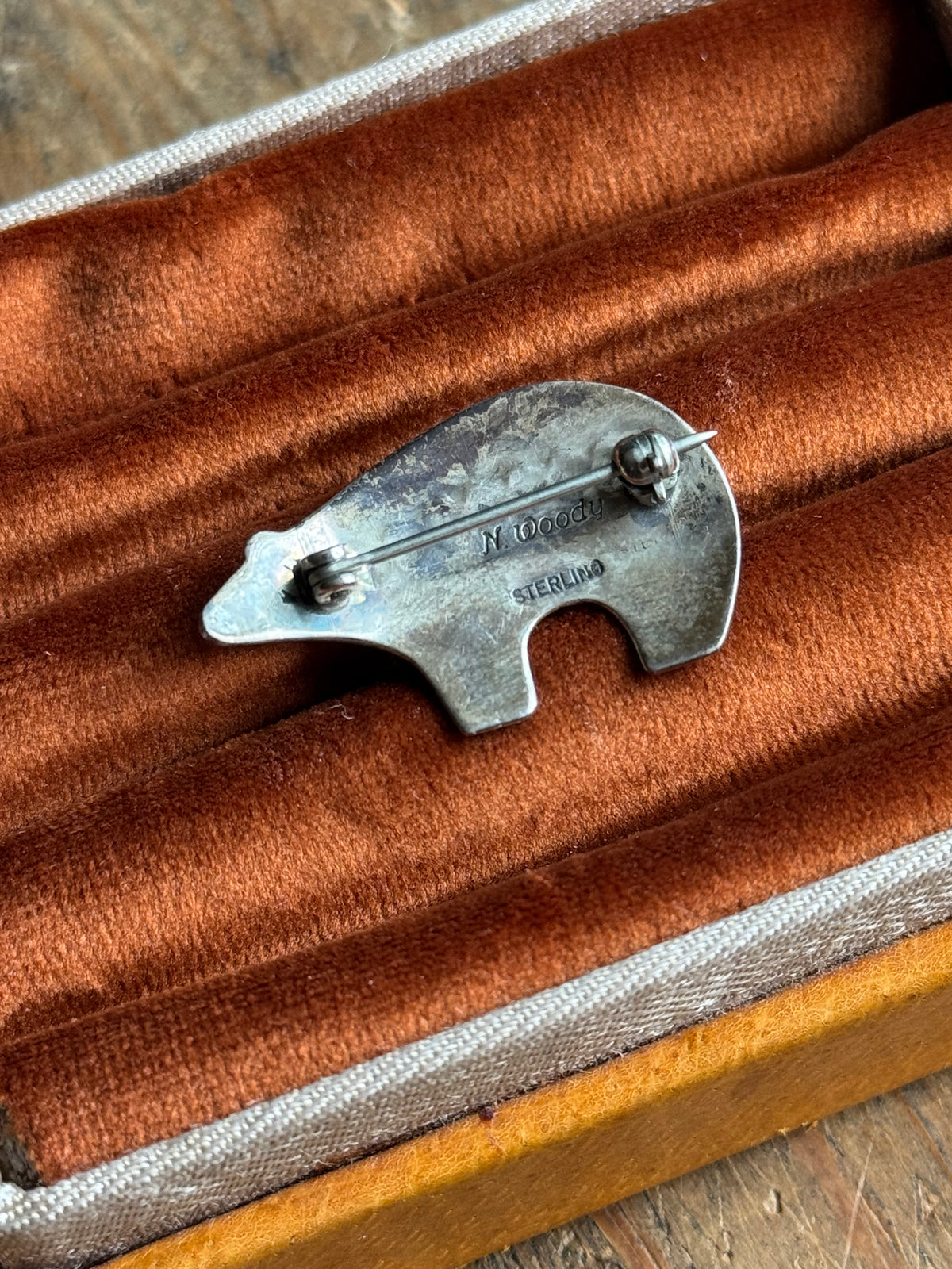 Vintage Sterling Silver Stamped Bear Pin