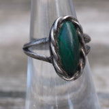 Vintage Sterling Malachite Roper RIng 6