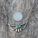 Vintage Sterling Sandcast Turquoise Necklace 14.5"