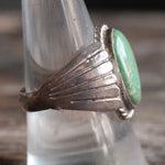 Vintage Sterling Turquoise Ribbed Band Ring 10