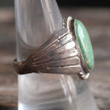 Vintage Sterling Turquoise Ribbed Band Ring 10