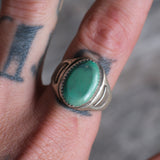 Vintage Sterling Turquoise Stamped Band Ring 9.25