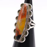 Vintage Sterling Petrified Wood Ring  6.5