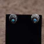 Vintage Sterling Turquoise Bear Paw Earrings