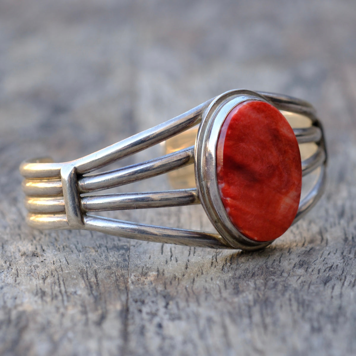 Vintage Sterling Spiny Oyster Cuff Bracelet
