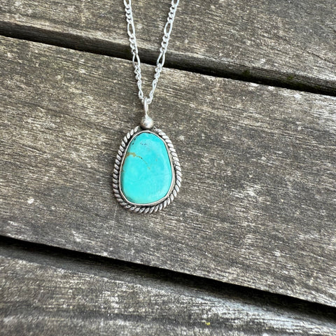 Vintage Sterling Turquoise Roper Necklace