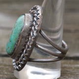 Vintage Sterling Turquoise Roper Ring 10.75