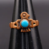 Vintage Copper Turquoise Thunderbird Ring 6.5