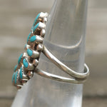 Vintage Sterling Turquoise Cluster Ring 6.5