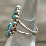 Vintage Sterling Turquoise Cluster Ring 6.5
