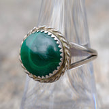 Vintage Sterling Malachite Roper Ring 7.5