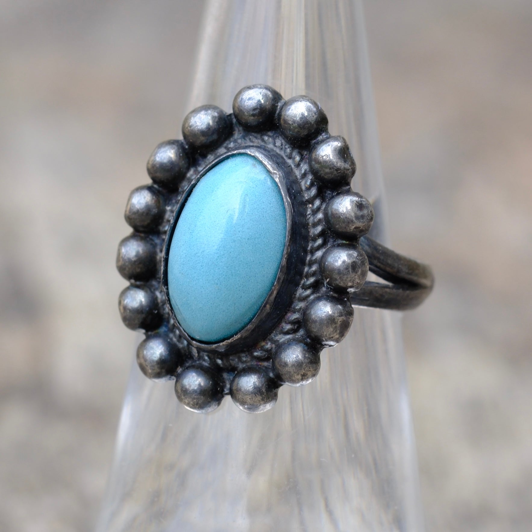 Vintage Sterling Turquoise Ring 5.25
