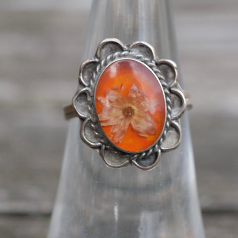 Vintage Sterling Flower Roper Ring 6.75