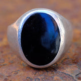 Vintage Sterling Onyx Signet Ring 7.5