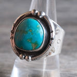 Vintage Sterling Turquoise Stamped Band Ring 9.5