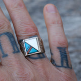 Vintage Sterling Multistone Inlay Ring 8