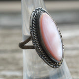 Vintage Sterling Mother Of Pearl Ring 6.25