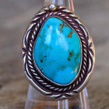 Chunky Vintage Sterling Turquoise Roper Ring 8.25