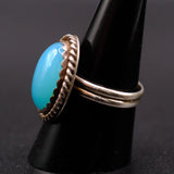 Vintage Sterling Blue Glass Roper Ring 8.75