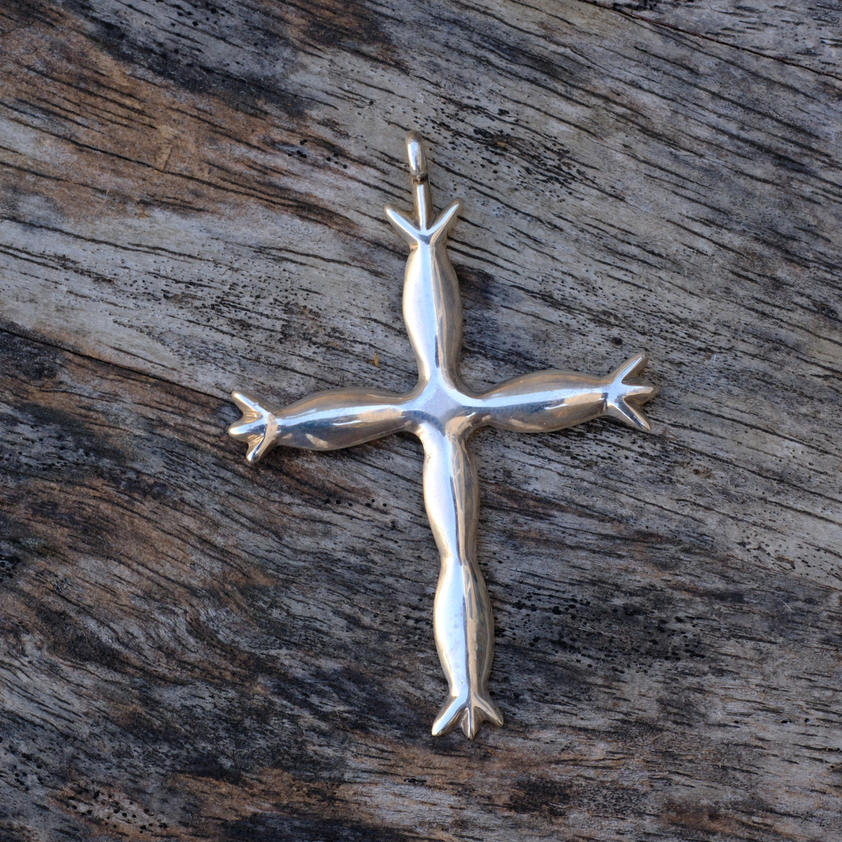 Vintage Sterling Silver Sand Cast Cross Pendant