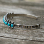 Vintage Sterling Snake Eye Turquoise Cuff
